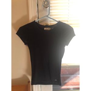Hollister Black ribbed t shirt (Xs)